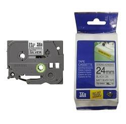 Brother Tze-SM951 Compatible Laminated Label – Black on Matte Silver – 24mm