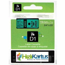 Dymo D1 45809 Black On Green Compatible Label Strip 19mm x 7m
