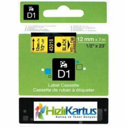 Dymo D1 45018 Black On Yellow Compatible Label Strip 12mm x 7m