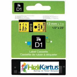 Dymo D1 45018 Black On Yellow Compatible Label Strip 12mm x 7m