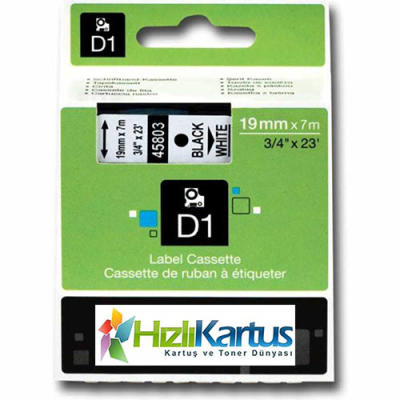 Dymo D1 45808 Black On Yellow Compatible Label Strip 19mm x 7m