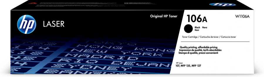 HP W1106A (106A) Black Original Toner Cartridge - Laserjet MFP 137Fnw / M135A