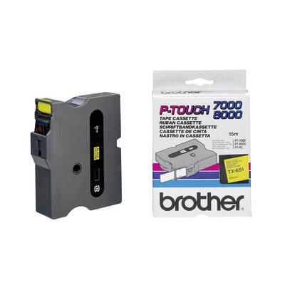 Brother TX-651 Black on Yellow Original Label Strip - 24mm x 15m