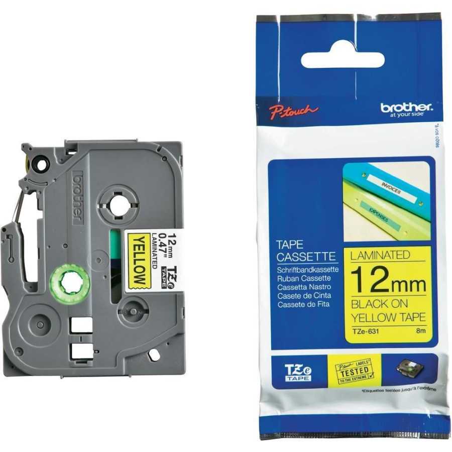 Brother TZE-631 (12MM) Black Laminated Label