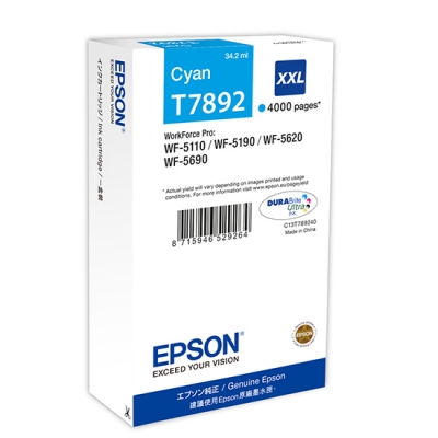 Epson C13T789240 (T7892) Cyan Original Ink - WF-5110 / WF-5190