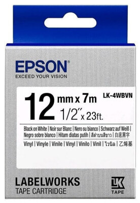 Epson C53S654041 (LK-4WBVN) Original Black Label Ribbon on White - LW-K400VP