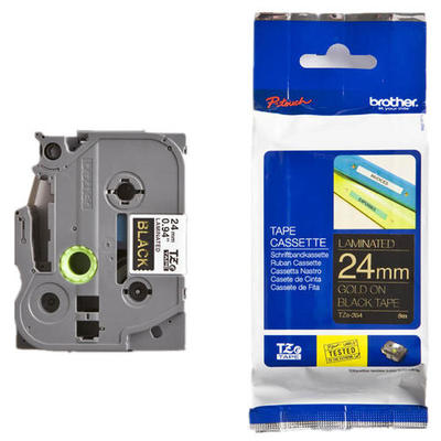 Brother TZE-354 Gold On Black Compatible Label Strip 24mm x 8m - PT-1400