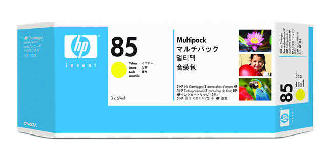 HP C9433A (85) 3-pack Yellow Original Cartridge - DesignJet 30 (Ex)