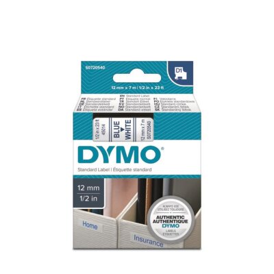 Dymo 45014 White/Blue D1 Replacement Ribbon (12 mm x 7 mt)