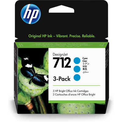 HP 3ED77A (712) Cyan Original Cartridge 3-pack - DesignJet T650