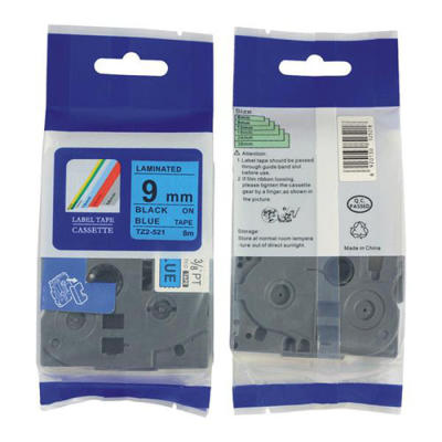 Brother TZE-521 Black On Blue Compatible Label Strip 9mm x 8m - PT-1280HK